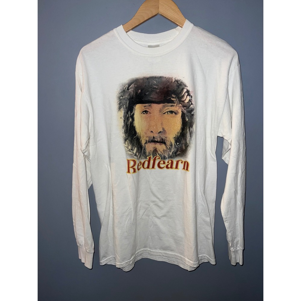 Gildan Ultra Cotton Nick Redfearn Graphic Long Sleeve T-Shirt White Mens Medium